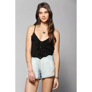 Kimchi Blue Urban Outfitters Flamenco Cropped Cami Blouse Top Black S NWT 253344